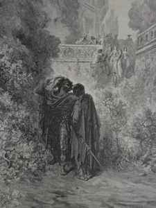 Fábulas de esopo zorro y las uvas 1880 estampado artístico antiguo de Gustave Dore - Imagen 1 de 7