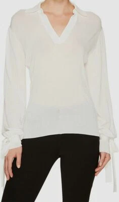 $591 Neil Barrett женщин белый воротник v-образным вырезом эластичной длинные рукава блузка размер XS - Изображение 1 из 4