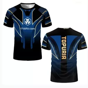 Abbigliamento allenamento fitness UFC MMA Ilia Topuria l blu nero sport maglia stile - Foto 1 di 2