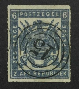 MOMEN: TRANSVAAL SG #11 1870 DÜNNES GEROULETTIERTES PAPIER GEBRAUCHT £130 LOT #64017 - Bild 1 von 2