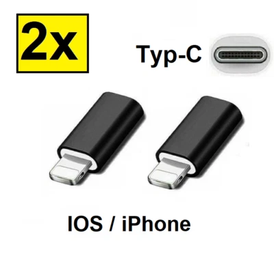 2pcs USB Type C Female to iOS Male Adapter Port For iPhone 14/13/12/11/XR/XS/SE - Image 1 of 4