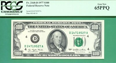 1977 $100 FRN - PCGS GEM 65 PPQ - Fr 2168-D Cleveland - 1977 $100 FRN Foto 1 de 2