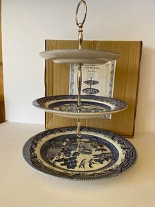 Churchill Blue Willow 3 Tier Cake Stand - Picture 1 of 3