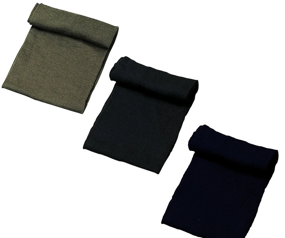 GI US 暖针织 100% 羊毛冬季围巾,OD,黑色,海军蓝,美国制造 — 第 1/1 张图片