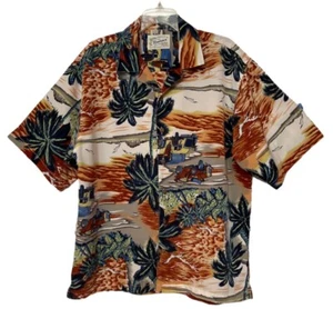 RESERVOIR Hawaiian Style Men's Button Shirt Large Palm Trees Tropical Beach NWOT - Picture 1 of 10