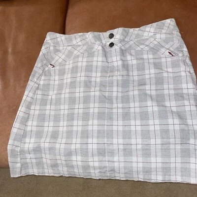 Falda de algodón a cuadros blanca gris púrpura Y2K Royal Robbins talla 12 Foto 1 de 4