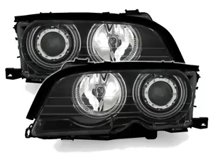 CCFL Angel Eyes Scheinwerfer Set für 3er BMW E46 Coupe Cabrio -8/01 in Schwarz - Bild 1 von 5