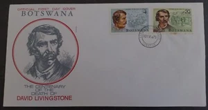 1973 Botswana Anniv Livingstone FDC ties 2 stamps cd Lobaise - Picture 1 of 2