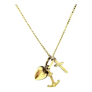 9ct 9K Yellow Gold Faith Hope Charity Charm Pendant 1.03 Grams. Brand New - Picture 1 of 4