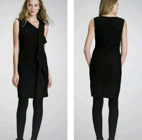 Abito Tory Burch Taletta lana nero midi senza maniche piccolo crepe