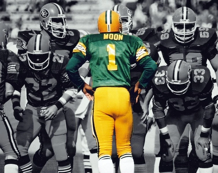 CFL Edmonton Esquimales Salón de la fama QB # 1 Warren Moon Color 8 X 10 Foto Foto 1 de 1