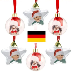 1/4x Weihnachten Foto Insert Kugeln Festliche Personalisierte Baum Dekoration DE - Bild 1 von 16