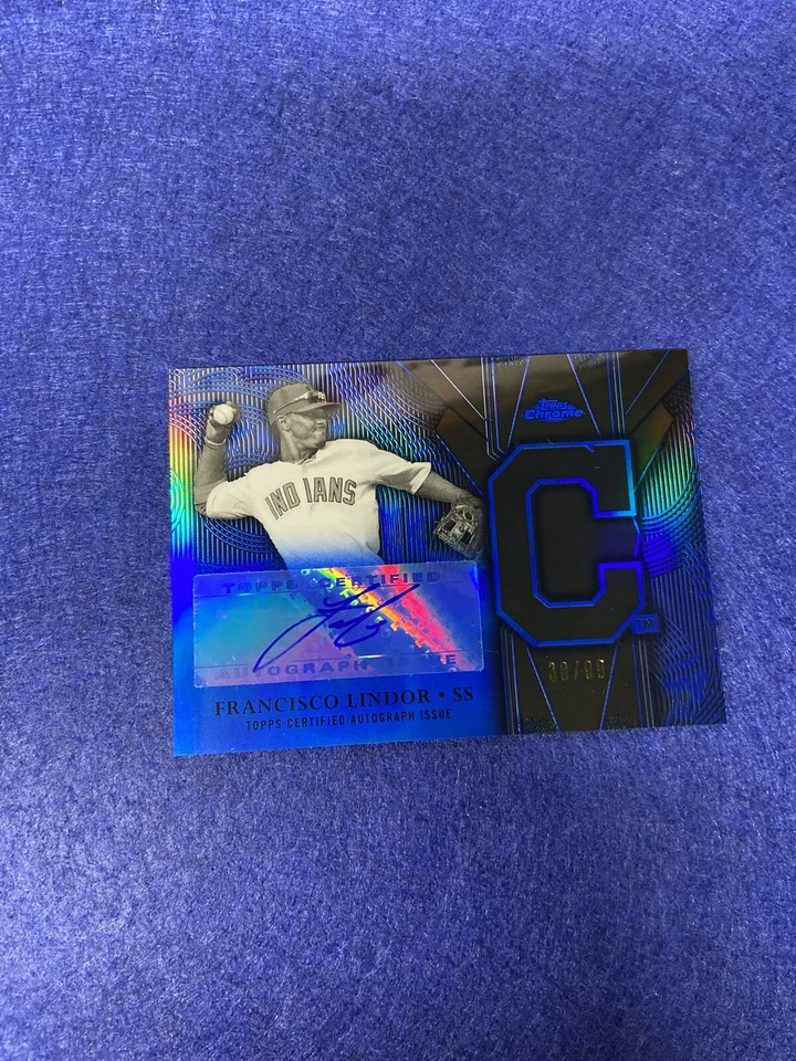 2016 Topps Chrome Francisco Lindor Auto /99 Blue Team Logo - Image 1 of 2