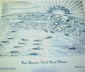 1944 Port Director Tercer Distrito Naval Fiesta de Navidad Programa Hotel Penna - Imagen 1 de 5