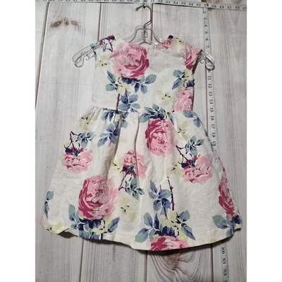 Vestido Floral GapKids Niñas S 6-7 Años Rosa Estampado Rosa Manga Gorra Línea A Lino Foto 1 de 4