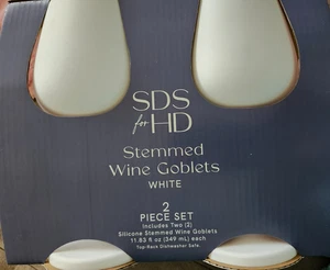 Silicone Wine Goblets SDS For HD Stemmed White 11.83 Fl Oz. (Set of 2) DAILY SHI - Picture 1 of 3