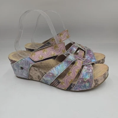 Spring Step L'Artiste Pinriyo Wedge Sandals Pastels Leather Size 42 US 11 - Image 1 of 4