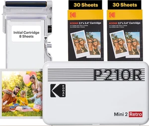 KODAK Mini 2 Retro 4PASS Portable Photo Printer (2.1x3.4 inches) Initial 8 Sheet - Picture 1 of 6