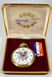 Vintage Swiss Made Arnex DWIGHT D.EISENHOWER 17J NOS Taschenuhr mit Box lot.eh - Bild 1 von 7
