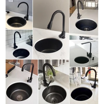 Black Stainless Steel Mini Round Sink With Drain And Accessories For The - Image 1 of 4