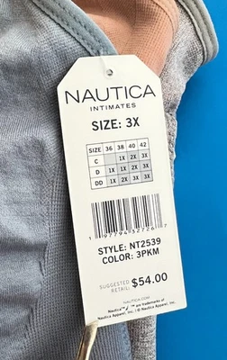 SUJETADORES NAUTICA 3 PK TALLA GRANDE 2X,3X NT2539 SUPER SUAVES CONFORT SALÓN SIN COSTURAS Foto 1 de 4