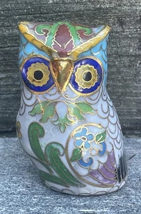 Vintage Cloisonné 2" EULE Emaille Messing Figur "toll schön" - Bild 1 von 6