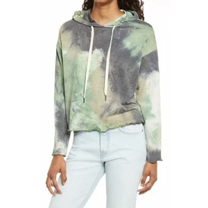 La La Land Creative Co. Women's Tie Dye Drawstring Hoodie in Olive Small - Picture 1 of 6