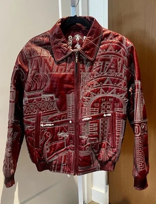 Al Wissam New York City Embroidered Leather Bomber Jacket Vintage Grail - Image 1 of 4