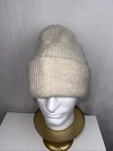Zara Snowflake BeanieAdult One Size Stretch Ribbed Knit Cream Beige - Picture 1 of 7