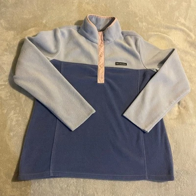 Pullover polar Columbia para mujer talla grande azul claro púrpura rosa logotipo cuello a presión Foto 1 de 4