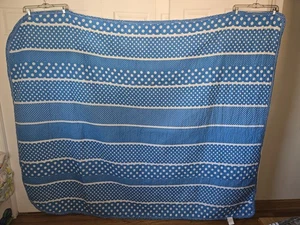 Barclay Vintage BLUE Polka Dot TWIN BEDSPREAD 76”X 96” Rare - Picture 1 of 14