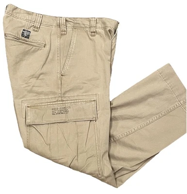 Ralph Lauren Polo Jeans Cargo Pants Khakis 32x30 U.S.R.L. Military Surplus Beige - Image 1 of 4