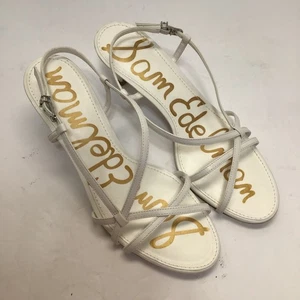 Sam Edelman Judy Strappy Sandals White Leather Judy Slingback Kitten Heel EUC - Picture 1 of 14