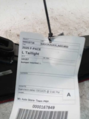 Used Left Tail Light Assembly fits: 2020 Jaguar F-pace bumper mounted Left Grade - Image 1 of 4