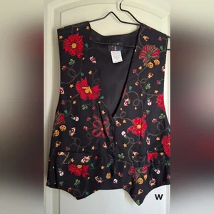 Gilet donna JLN USA vintage invernale a tema floreale taglia L Natale senza maniche - Foto 1 di 4