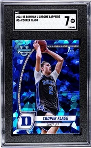 2024-25 Bowman U Chrome Sapphire Blue Ice Cooper Flagg #16 MINT SGC 7 Rookie RC - Picture 1 of 4