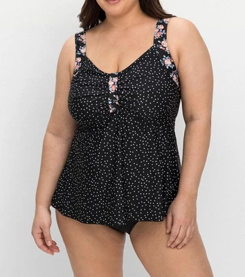 sheego Damen Tankini Bademode schwarz weiß Gr. 42 F NEU - Bild 1 von 3