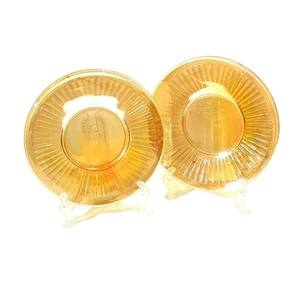 Marigold Carnival Glass Orange B & B Plate 6 " Set of 2 Wide Rim Ribbed Vintage - Picture 1 of 4
