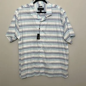 NUEVO CON ETIQUETAS Pronto Uomo Para Hombres Multicolor Rayas Algodón Calce Moderno Camisa Abotonada Talla XXL - Imagen 1 de 8