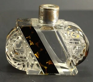 = Botella de perfume de cristal Karl Palda Art Deco años 1920-30, transparente y marrón, bohemio - Imagen 1 de 23