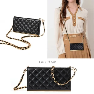 Wallet Case For iPhone 13 12 Pro Max Mini 14 Starp messenger diamond PU Leather - Photo 1 sur 22