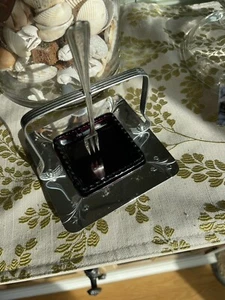 Vintage Relish Tray By Farber Brothers Krome Kraft With Ruby Red Glass Insert - Picture 1 of 5