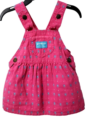 Vestido Osh Kosh Vestbak Mono 18 Meses ROSA Denim Flor Lazo EE. UU. De Colección Años 80 Foto 1 de 4