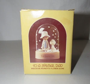 PRECIOUS MOMENTS "TO A SPECIAL DAD" FLOWER DOME ROSE PETAL SNOWGLOBE # 55271 - Picture 1 of 6