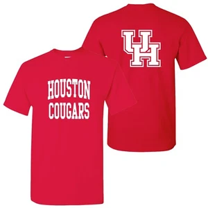 University of Houston Cougars Front and Back Print T-Shirt - Red - Picture 1 of 7