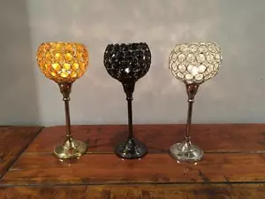 Large Stunning Tea light Candle Holders Crystal Glass Effect,Wedding,Xmas TLight - Picture 1 of 4