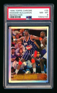 1996-97 TOPPS CHROME #35 HAKEEM OLAJUWON REFRACTOR ROCKETS PSA 8 NM-MT 1ST YEAR! - Picture 1 of 2