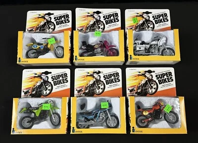 (6) 1982 1/18 Super Bikes Suzuki RM, Kawasaki, Maico, Diecast Intex Zee Toys Nuevo en caja Foto 1 de 4