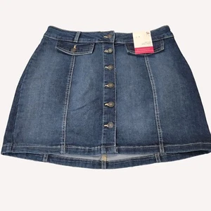 SO Denim Jean Miniskirt Button Front Dark Wash Women's Size 13/31W - Picture 1 of 5