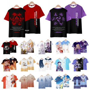 Anime Genshin Impact T-shirt Klee Keqing Print Men Women Casual Manga Tee Shirt